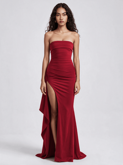 Strapless Split Long Dress - Valmoorie