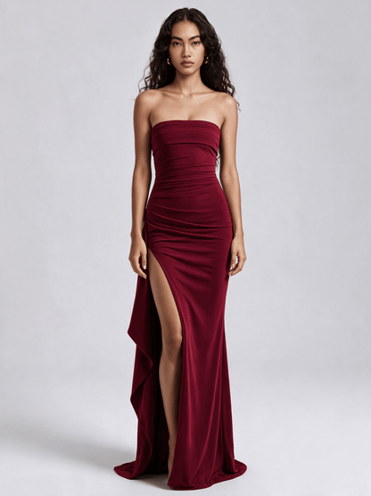 Strapless Split Long Dress - Valmoorie